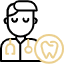 A minimalist vector line art icon of a clinical practitioner over a transparent background. This user interface graphic represents the general dentist expertise, comprehensive family oral health care, and modern clinical standards provided at icónica dental group.