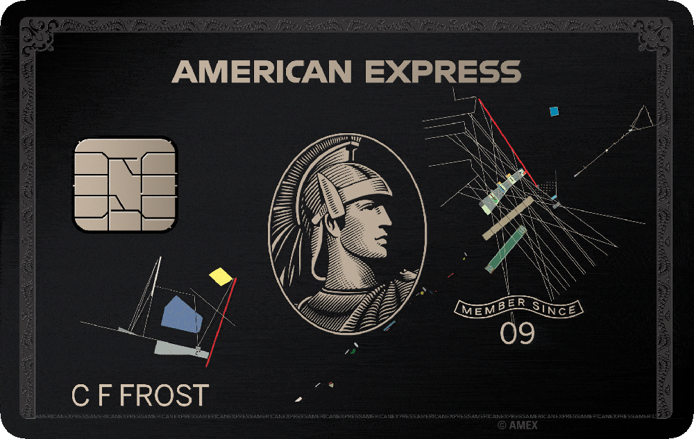 A professional graphic showing the signature artwork edition of an American Express Centurion black card. This image represents the ultra-premium flexible financing frameworks, elite concierge services, and white-glove transactional standards integrated at icónica dental group.
